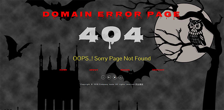 恐怖风格全屏网站404错误页面模板