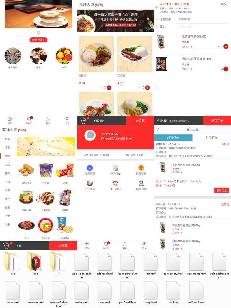 WAP手机超市商城外卖点餐系统网站模板html