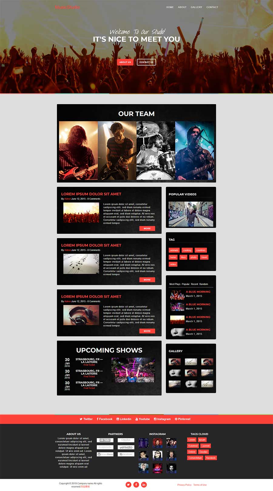 html5响应式摇滚乐队演唱会专题网站模板